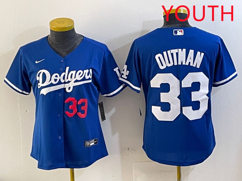 Youth Los Angeles Dodgers 33 Outman Blue Game 2025 Nike MLB Jersey style 8